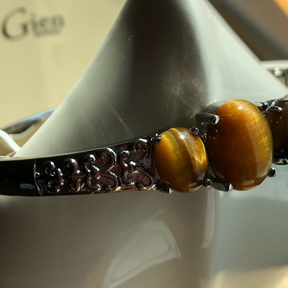 NWT Tiger Eye Stainless Steel Bangle Bracelet - Picture 4 of 8
